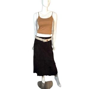 Vintage Nancy‎ Bolan boho black suede midi skirt 6